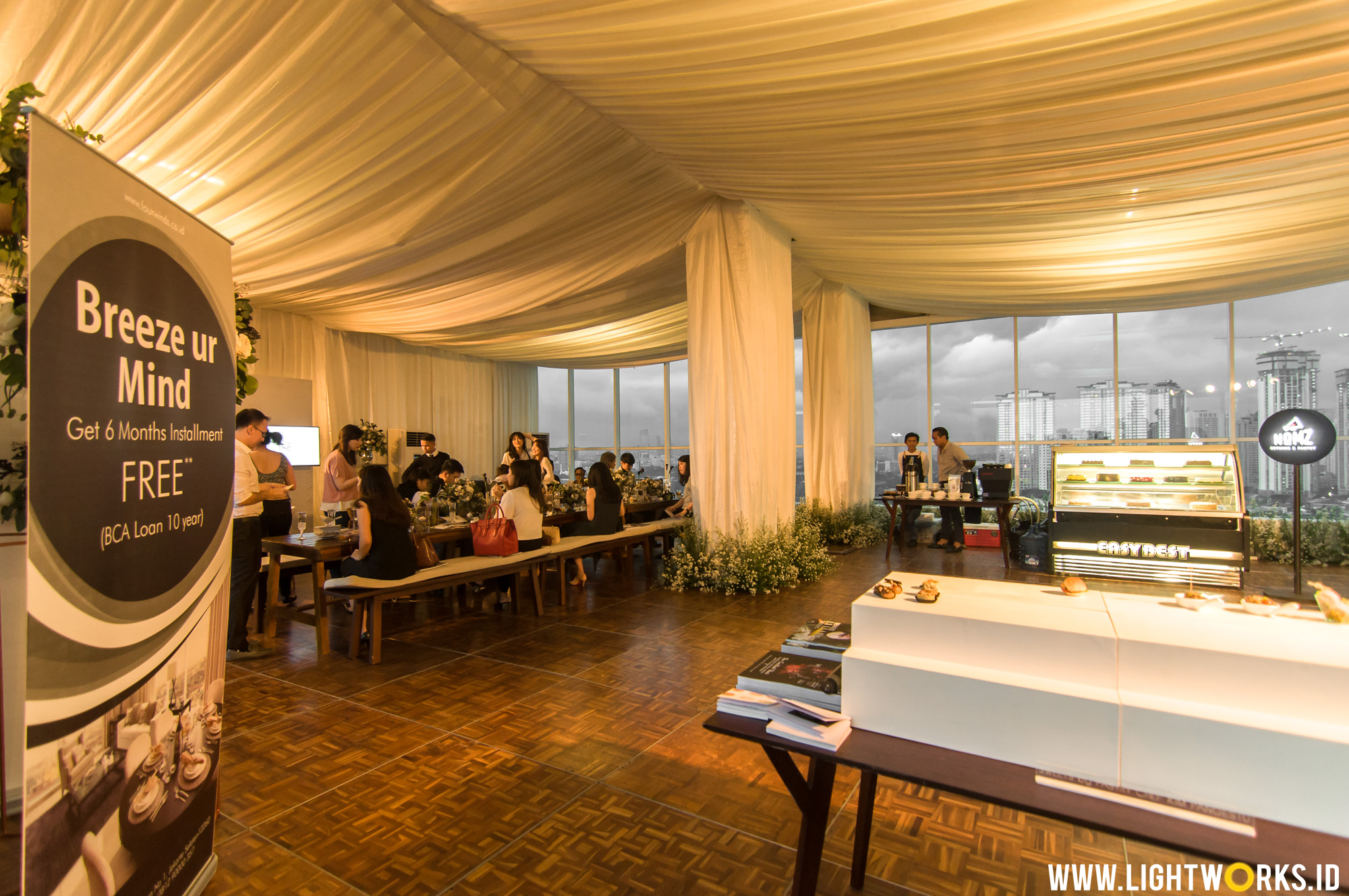 Rooftop Soiree | Venue at Four Winds Apartment | Decoration by Pea and Pie | Partner up with Nomzjakarta | MC by Dave Hendrik | Interior by Urban Quarter Indonesia | Media partner by Epicure Magezine Asia | Wolfblass wine by DSP Wine & Spirits | Glassess by Riedel Indonesia | Kitchen Equipment by Rotaryana Prima | Cider by Strongbow Indonesia | Supported by RINKU | Lighting by Lightworks