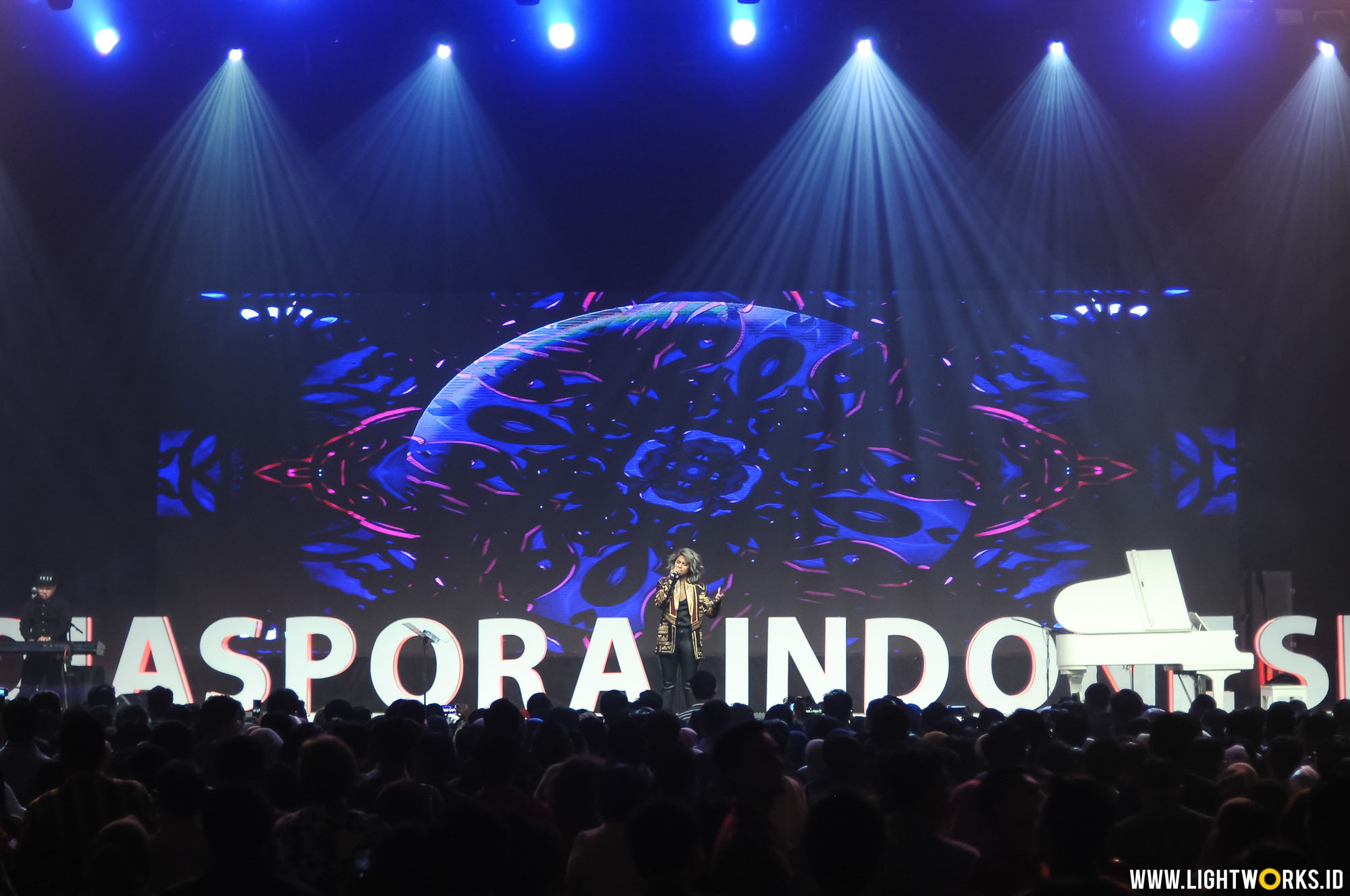 Indonesian Diaspora Network 4th Congress of Indonesian Diasporas | Venue at The Kasablanka | Speakers and performer by Anggun, Maudy Ayunda, Ridwan Kamil, Barack Obama, Reza Rahadian, Tommy Tjokro, Helmi Johannes, Rosiana Silalahi, Hamdan Hamedan, Said Zaidansyah, Charles A. Taylor, Ira Damayanti, Meutya Hafid | Sound system by Soundworks | Lighting coordinator by Steffi Indrajana | Lighting designer by Rifyalka and Natan Budiman | Lighting by Lightworks