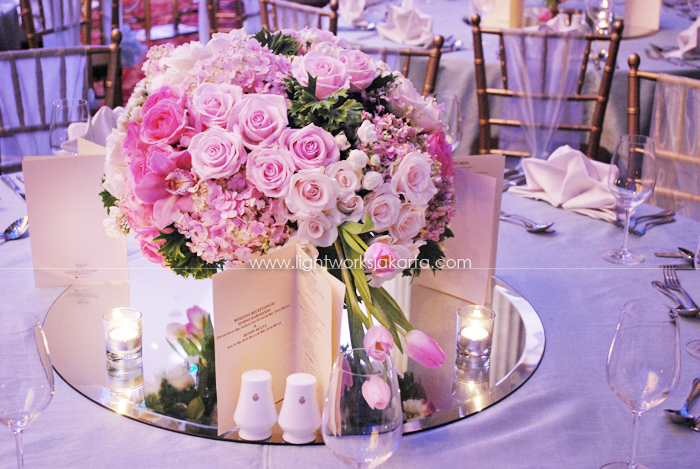 Benny & Myrna's Wedding ; Decoration by Flora Lines ; Located in Grand Ballroom Kempinski Hotel ; Lighting by Lightworks
