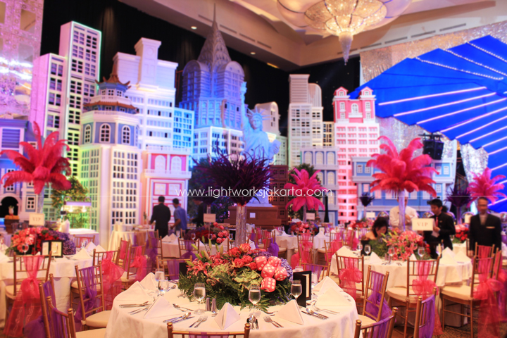Mr. 's Birthday; Suryanto Decor ; Located in Ritz-Carlton Pacific Place Grand Ballroom ; Lighting by Lightworks
