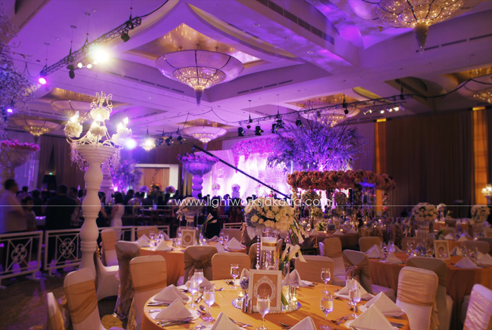 Calvin & Citra's Wedding ; Decorated by De Sketsa ; Located in Ritz Carlton - Pacific Place ; Lighting by Lightworks