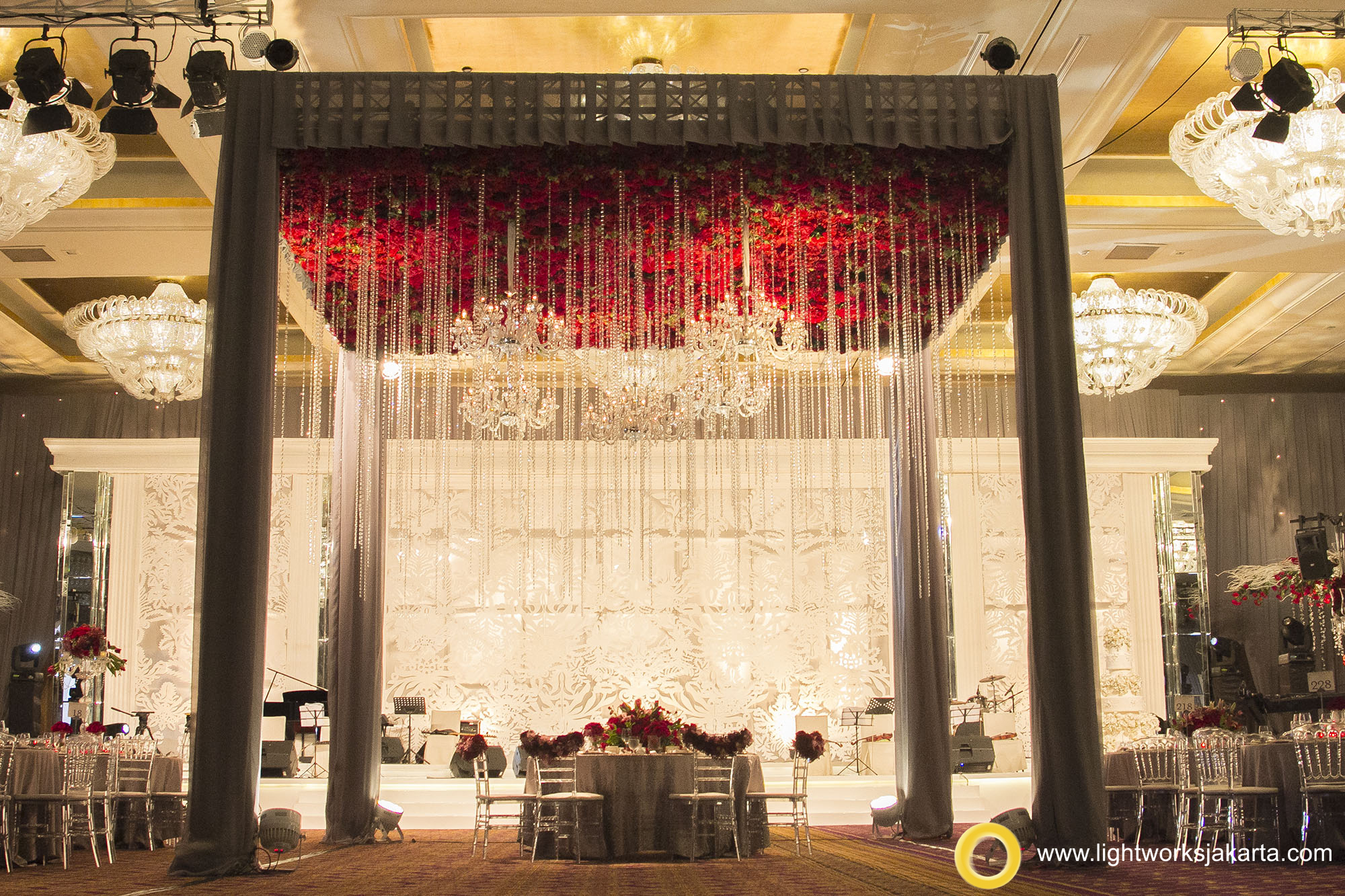 Silver Wedding Anniversary of Martias and Silvia; Venue at Mulia Hotel; Organized by Multi Kreasi Enterprise (MKE); Decoration by Nefi Decor; Lighting by Lightworks