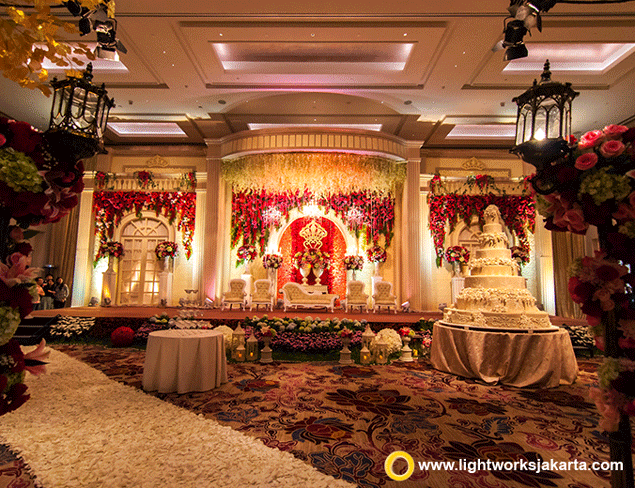 Virginia and Stephen's Wedding Reception | Venue at Fairmont Hotel, Jakarta | Decoration by Grasida Decoration | Lighting by Lightworks