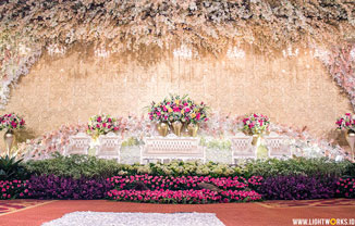 Andrew and Felicia’s wedding reception | Venue at The Ritz-Carlton Pacific Place | Decoration by White Pearl Decoration | With William and Friends | Photo by Mono Pictura | Gown by Mr. Yogie Pratama | Lighting by Lightworks